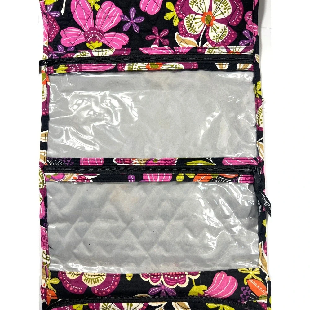Vera Bradley Plum Crazy Hanging Travel Organizer Floral Quilted Toiletry Bag GUC